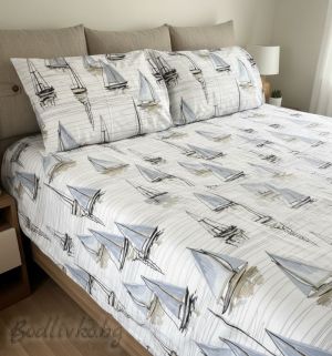 КОМПЛЕКТ ЗА СПАЛНЯ, Кораби – 100% натурален памук (Ранфорс), 4 части 