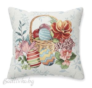 КАЛЪФКА за възглавничка, Великденски яйчица в кошничка, 45/45см.