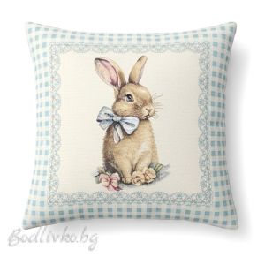 КАЛЪФКА за възглавничка, Великденско зайче с панделка, 45/45см.
