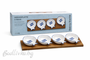 Купички с дървена подложка 4 броя, Danny home 