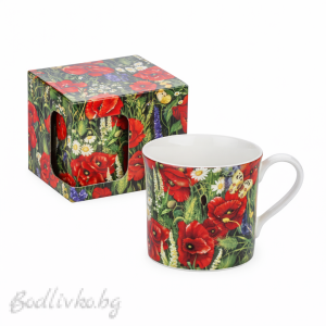 Порцеланова чаша за кафе или чай, Lancaster, в кутия, Макове