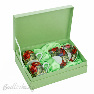 Порцеланови чаши за кафе в луксозна кутия, Lancaster, 70мл. , Макове