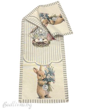 ЖАКАРДОВ ТИШЛАЙФЕР, Великденско зайче в сиво, 45/140см,