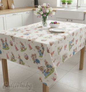 ПОКРИВКА ЗА МАСА,Зайчета на разходка, ХИДРОФОБИРАНА