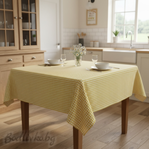 ПОКРИВКА ЗА МАСА, Каре- жълто  ХИДРОФОБИРАНА