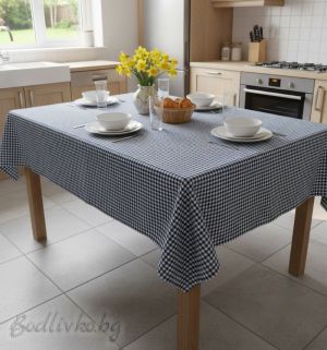 ПОКРИВКА ЗА МАСА, Каре- синьо  ХИДРОФОБИРАНА