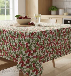 ПОКРИВКА ЗА МАСА Черешки, 60% памук/40% полиествер, материя Лонета