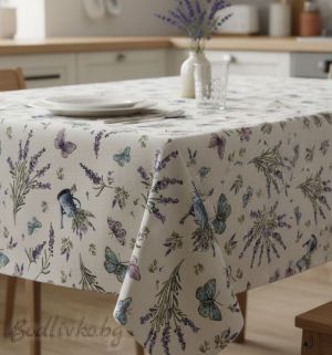 ПОКРИВКА ЗА МАСА ЖАКАРД, ЛАВАНДУЛА,  НАЛИЧНА В няколко РАЗМЕРА 