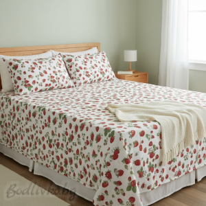 ПОКРИВКА ЗА ЛЕГЛО/ ОДЕЯЛО– ПИКЕ- Ягоди,  100%  памук