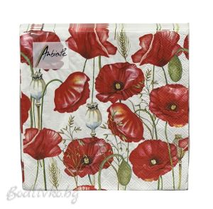 Салфетки, Ambiente, Макове, 20 броя в опаковка