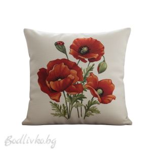 КАЛЪФКА за възглавничка, Макове с калинка, размер: 45/45см.
