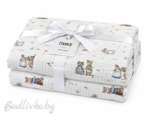 ПОКРИВКА ЗА ЛЕГЛО/ ОДЕЯЛО– ПИКЕ- Животинки,  100%  памук