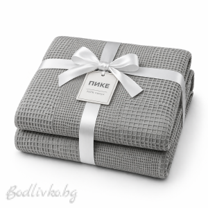 ПОКРИВКА ЗА ЛЕГЛО/ ОДЕЯЛО– ПИКЕ- Тъмно сиво,  100%  памук