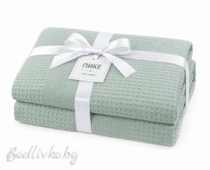 ПОКРИВКА ЗА ЛЕГЛО/ ОДЕЯЛО– ПИКЕ- Зелено,  100%  памук