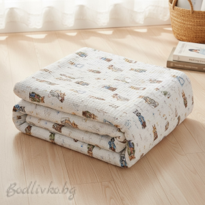 ПОКРИВКА ЗА ЛЕГЛО/ ОДЕЯЛО– ПИКЕ- Животинки,  100%  памук
