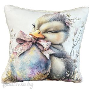 ВЕЛИКДЕНСКА Декоративна възглавница, пате и яйце