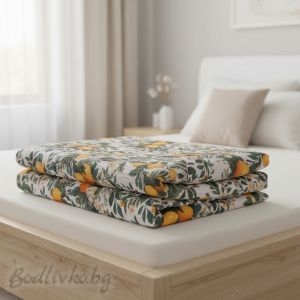 ПОКРИВКА ЗА ЛЕГЛО/ ОДЕЯЛО– ПИКЕ-Лимони,  100%  памук