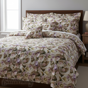 СПАЛЕН КОМПЛЕКТ,  Лалета с панделки, 100% памук/ 5Д, ранфорс, 5 части