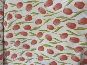 ПОКРИВКА ЗА МАСА,Лалета- на бяла основа , ПАНАМА, 87% памук