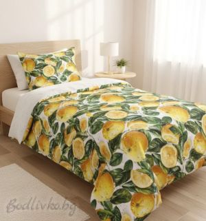 КОМПЛЕКТ ЗА ЕДИНИЧНО ЛЕГЛО, ЕДРИ ЛИМОНИ – 100% натурален памук (5Д Ранфорс), 3 части 