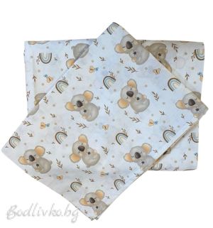 КОМПЛЕКТ ЗА ЕДИНИЧНО ЛЕГЛО, КОАЛА , 100% натурален памук (ПОПЛИН), 3 части