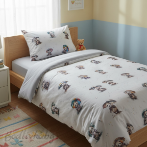 КОМПЛЕКТ ЗА ЕДИНИЧНО ЛЕГЛО МЕЧЕТА , 100% натурален памук (ПОПЛИН), 3 части