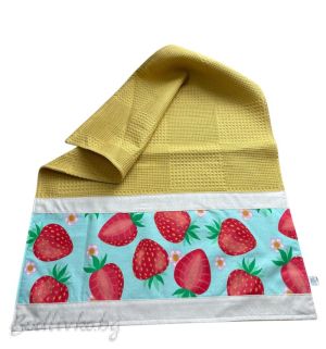 Хавлия за ръце/лице, за кухня или баня, горчица с ягоди – 40/60 см., hand made