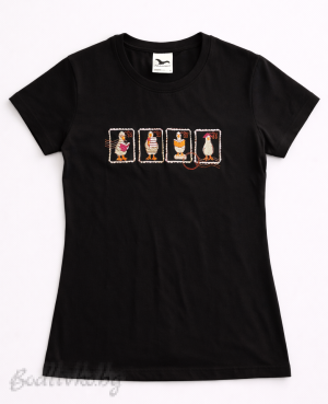 Дамска тениска с бродерия, Забавни патета, 100% памук